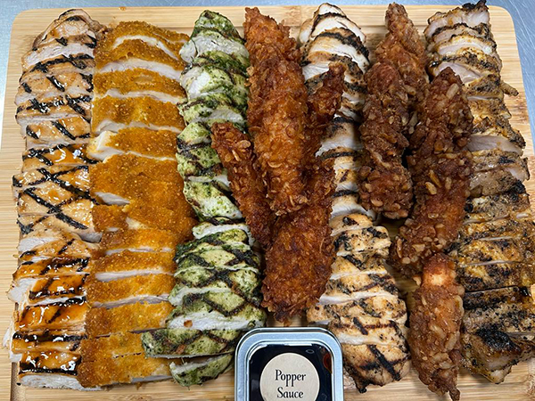 Artisan Chicken Board - Medium- Includes Grilled Cutlets, Grilled BBQ cutlets, Pan Seared Pesto Chicken, Grilled Baby Chicken, Assorted Nuggets,and Shnitzel Cutlets 